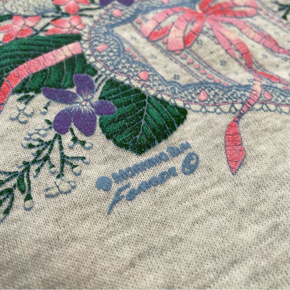 Vintage 80s Morning Sun Grandmacore Collared Floral Sweatshirt Size Large - Picture 4 of 7